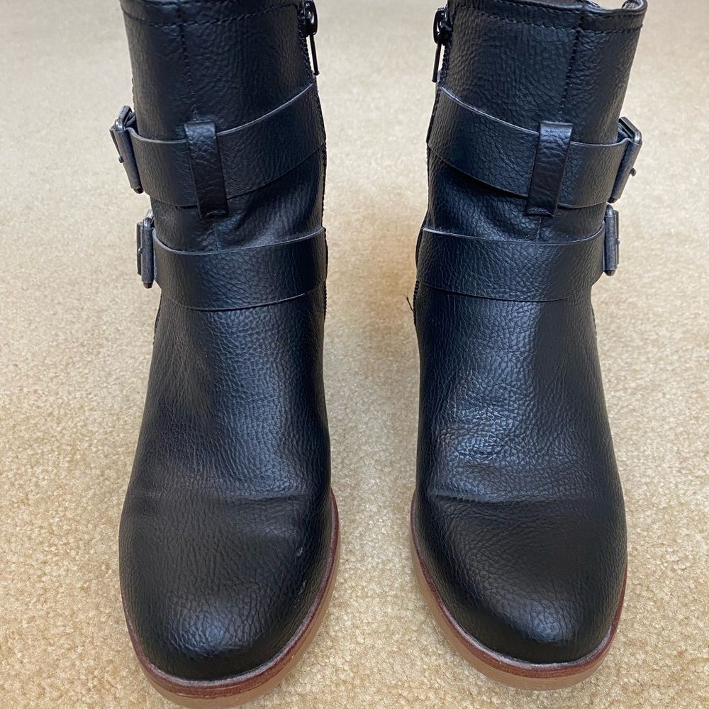 MIA Black Heeled Boots with Buckle Accents - Picture 4 of 7